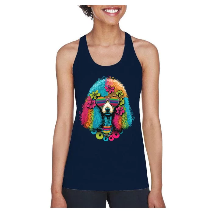 Funny Poodle Dog Miniature Poodle Toy Poodle Hippie Women's Racerback Tank