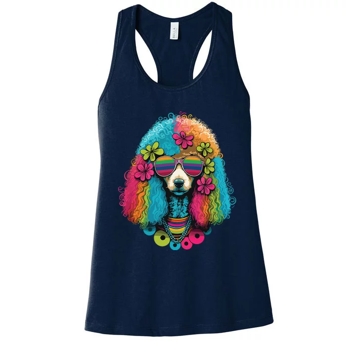 Funny Poodle Dog Miniature Poodle Toy Poodle Hippie Women's Racerback Tank