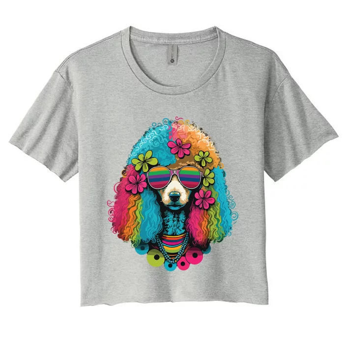 Funny Poodle Dog Miniature Poodle Toy Poodle Hippie Women's Crop Top Tee