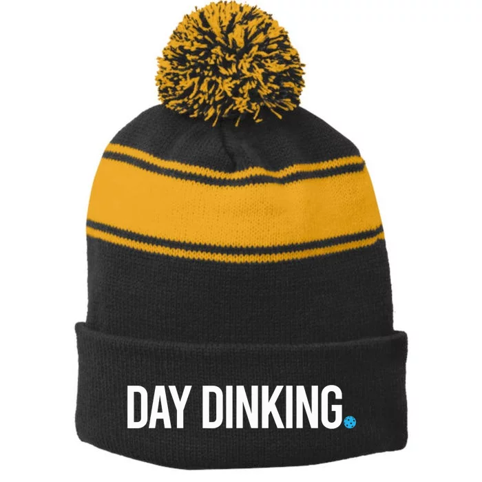 Funny Pickleball Design. Day Dinking, Pickleball Stripe Pom Pom Beanie