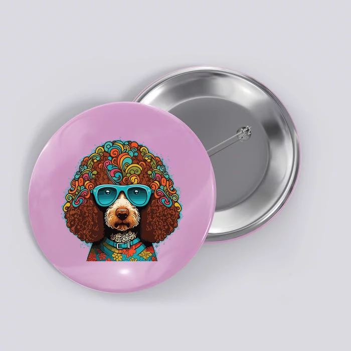 Funny Poodle Dog Miniature Poodle Toy Poodle Hippie Button