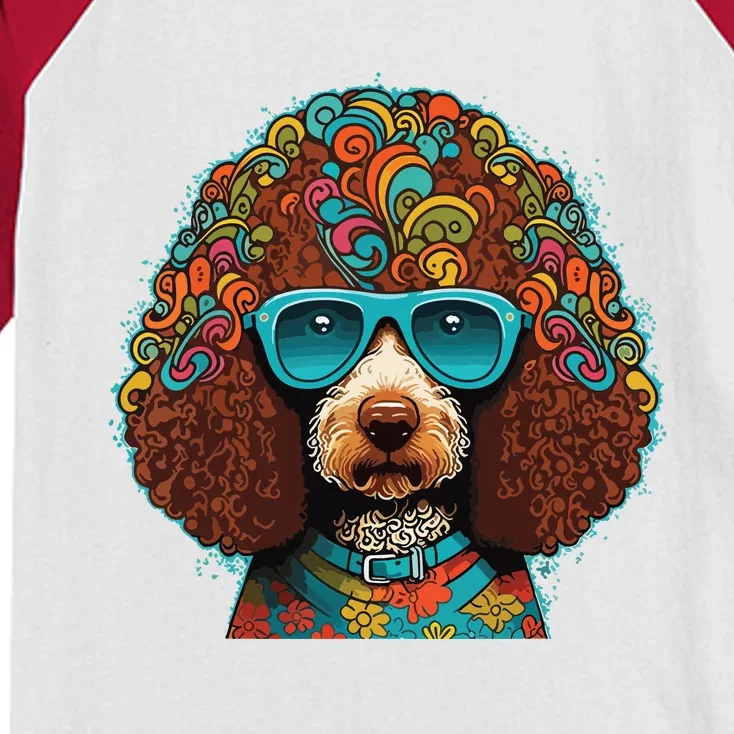 Funny Poodle Dog Miniature Poodle Toy Poodle Hippie Kids Colorblock Raglan Jersey