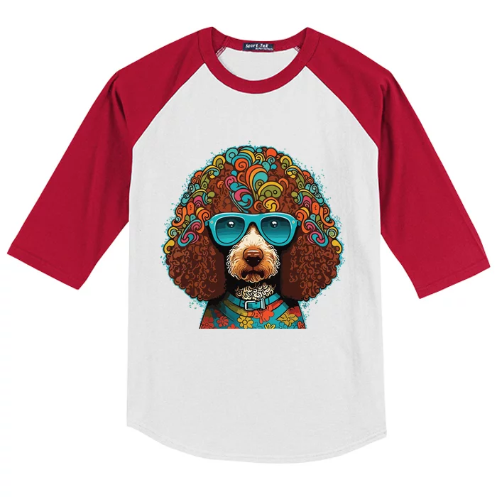 Funny Poodle Dog Miniature Poodle Toy Poodle Hippie Kids Colorblock Raglan Jersey