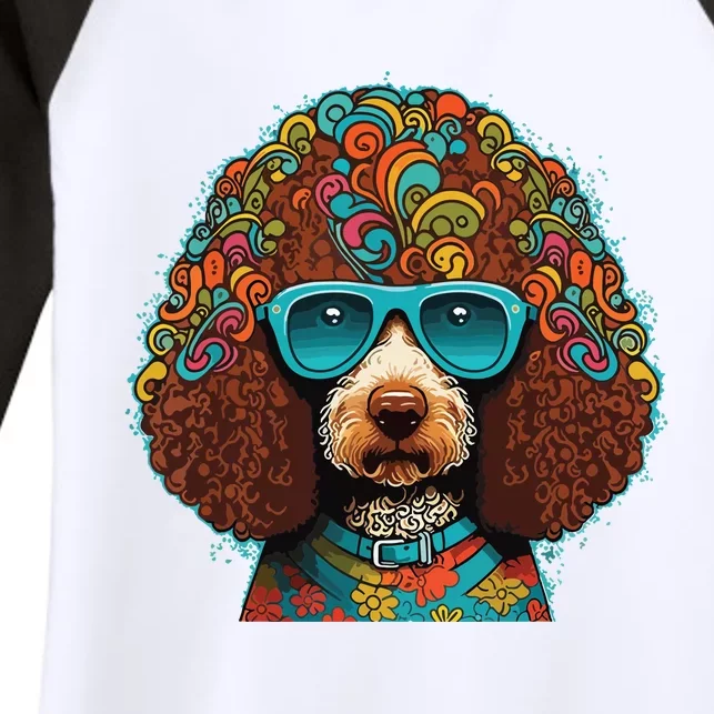 Funny Poodle Dog Miniature Poodle Toy Poodle Hippie Women's Tri-Blend 3/4-Sleeve Raglan Shirt