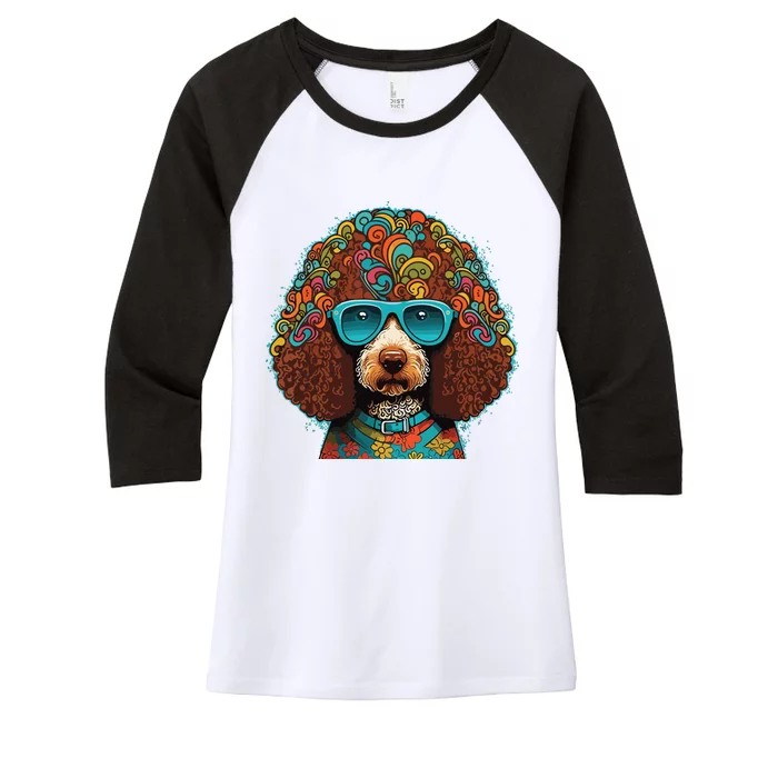 Funny Poodle Dog Miniature Poodle Toy Poodle Hippie Women's Tri-Blend 3/4-Sleeve Raglan Shirt