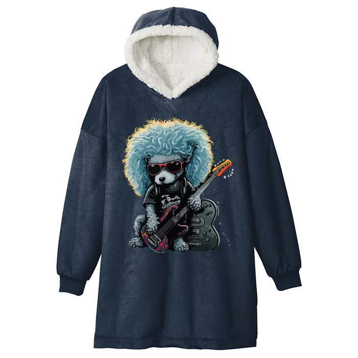 Funny Poodle Dog Miniature Poodle Toy Poodle Retro Sunset Hooded Wearable Blanket