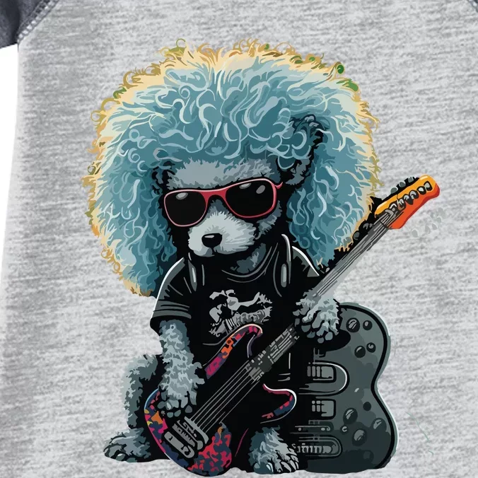 Funny Poodle Dog Miniature Poodle Toy Poodle Retro Sunset Infant Baby Jersey Bodysuit