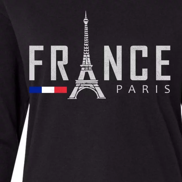 France Paris Eiffel Tower Womens Cotton Relaxed Long Sleeve T-Shirt