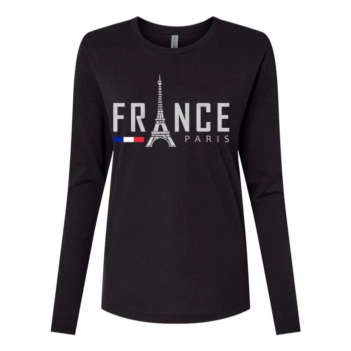 France Paris Eiffel Tower Womens Cotton Relaxed Long Sleeve T-Shirt