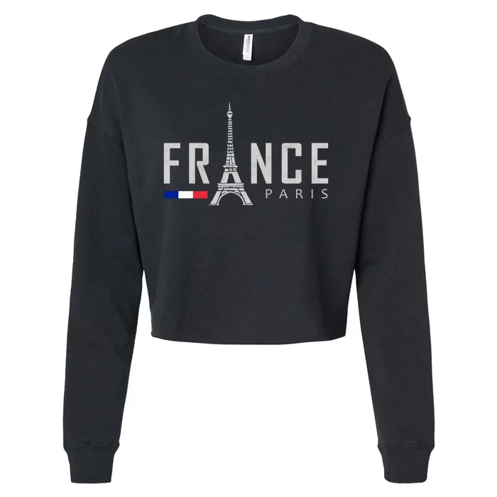 France Paris Eiffel Tower Cropped Pullover Crew