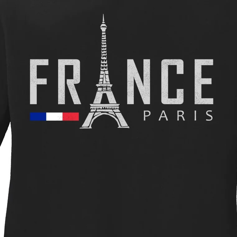 France Paris Eiffel Tower Ladies Long Sleeve Shirt