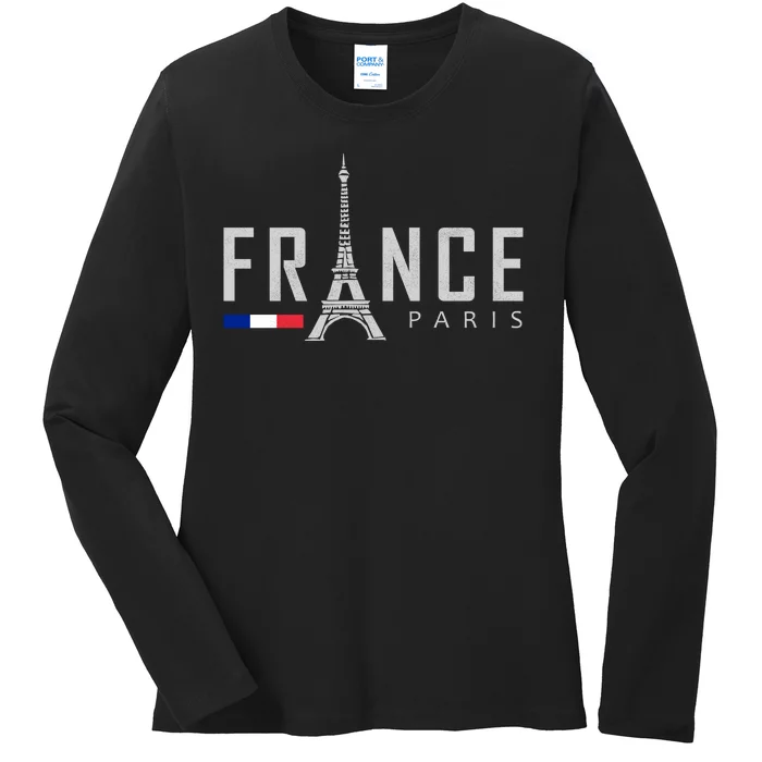 France Paris Eiffel Tower Ladies Long Sleeve Shirt