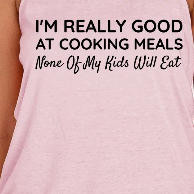 Funny Picky Eater Sarcastic Parents Mom Dad Quote Chef Humor Cool Gift Women's Knotted Racerback Tank