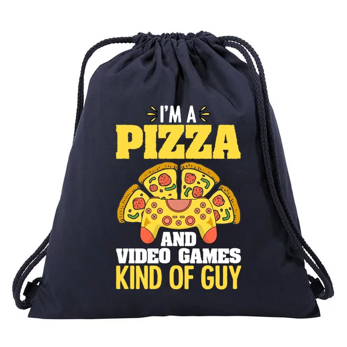 Funny Pizza Eater Game For Computer Gamer Cheesy Food Lovers Gift Drawstring Bag