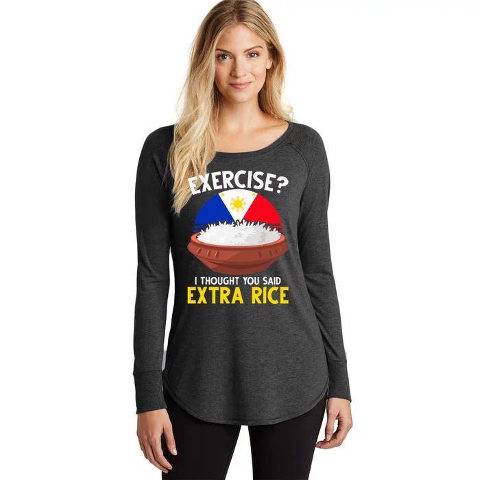 Filipino Pride Extra Rice Humor Women's Perfect Tri Tunic Long Sleeve Shirt