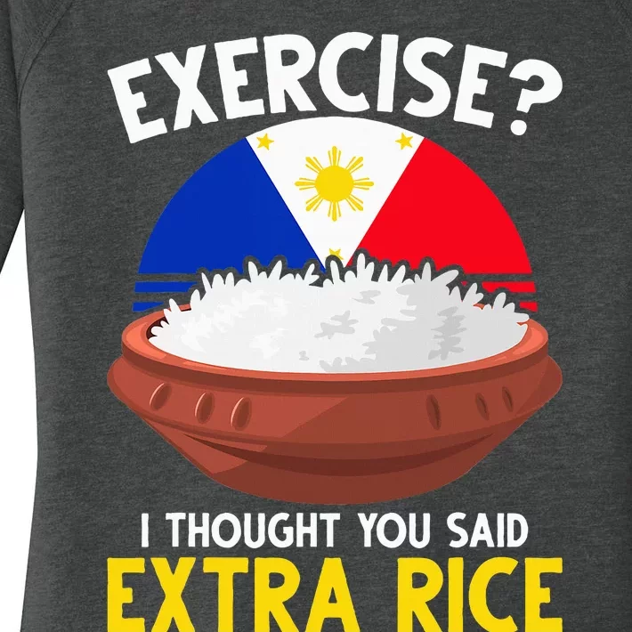 Filipino Pride Extra Rice Humor Women's Perfect Tri Tunic Long Sleeve Shirt