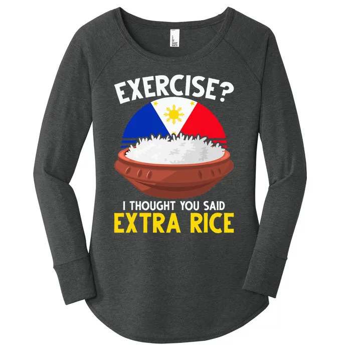 Filipino Pride Extra Rice Humor Women's Perfect Tri Tunic Long Sleeve Shirt