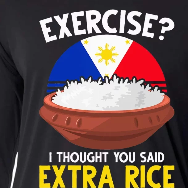 Filipino Pride Extra Rice Humor Cooling Performance Long Sleeve Crew