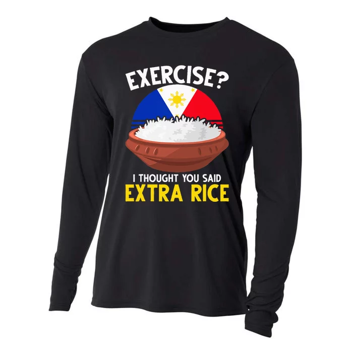 Filipino Pride Extra Rice Humor Cooling Performance Long Sleeve Crew