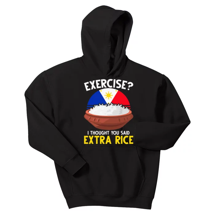 Filipino Pride Extra Rice Humor Kids Hoodie