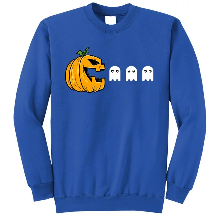 Funny Pumpkin Eating Ghost Halloween Gamer Gift Tall Sweatshirt