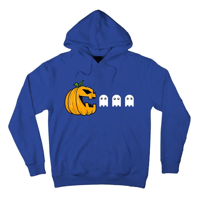 Funny Pumpkin Eating Ghost Halloween Gamer Gift Tall Hoodie