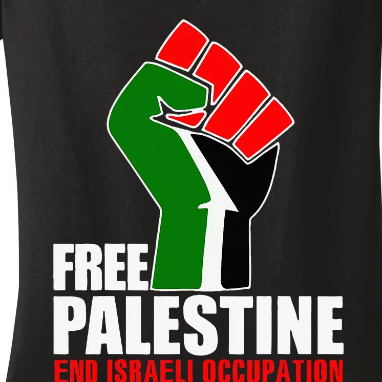 Free Palestine End Israeli Occupation Women's V-Neck T-Shirt