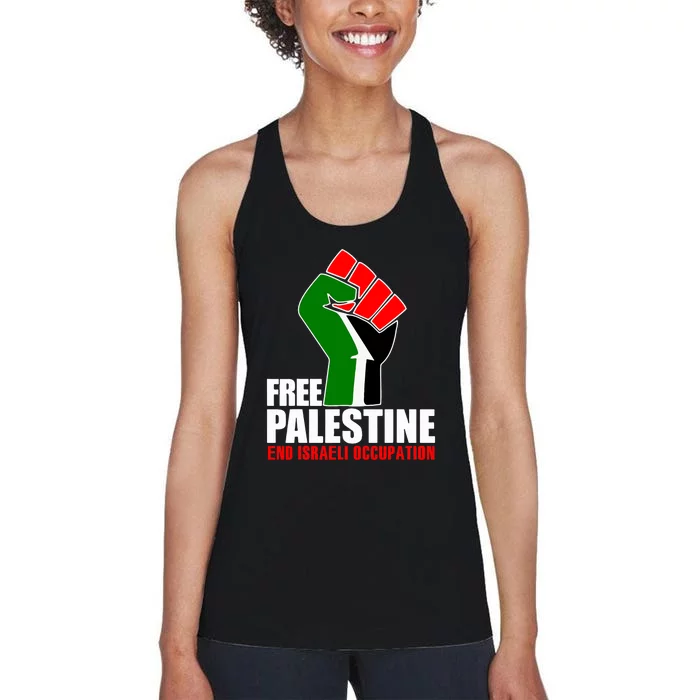 Free Palestine End Israeli Occupation Women's Racerback Tank