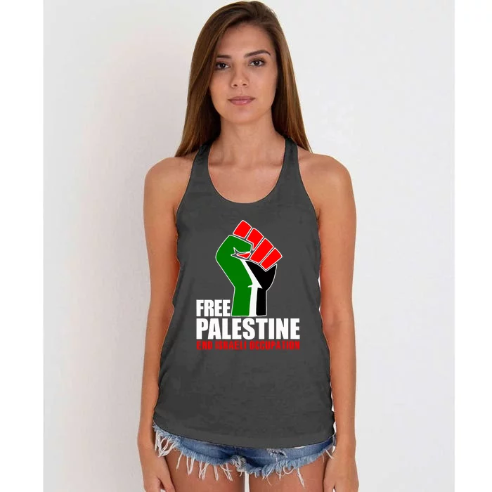 Free Palestine End Israeli Occupation Women's Knotted Racerback Tank