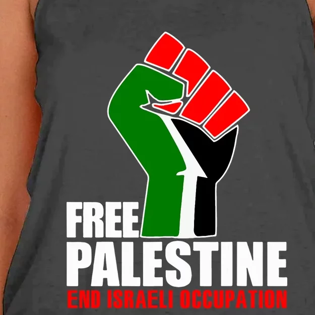 Free Palestine End Israeli Occupation Women's Knotted Racerback Tank