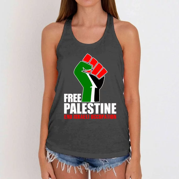 Free Palestine End Israeli Occupation Women's Knotted Racerback Tank