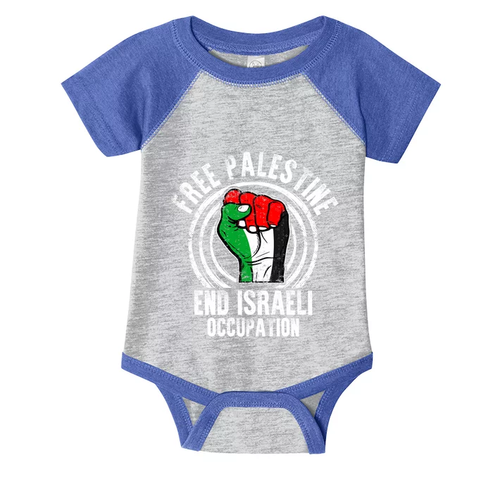 Free Palestine End Israeli Occupation Palestine Flag Graphic Meaningful Gift Infant Baby Jersey Bodysuit