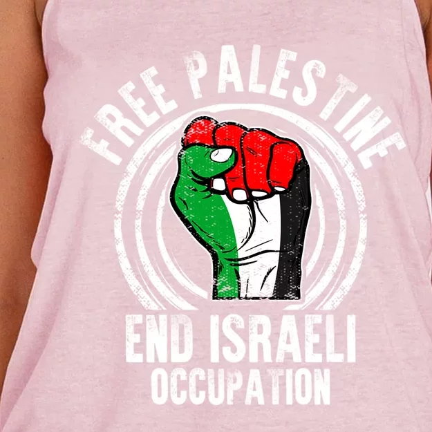 Free Palestine End Israeli Occupation Palestine Flag Graphic Meaningful Gift Women's Knotted Racerback Tank