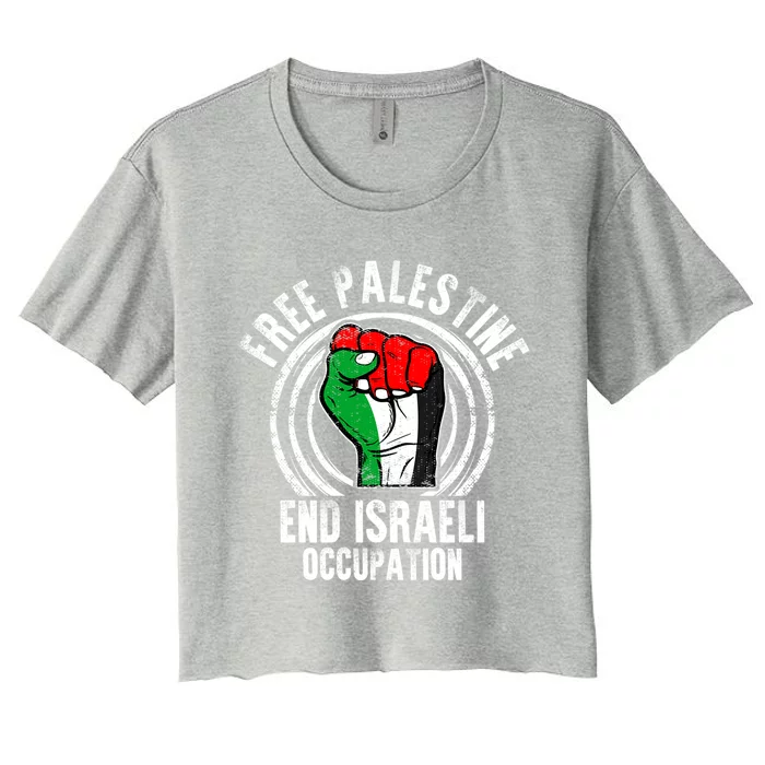 Free Palestine End Israeli Occupation Palestine Flag Graphic Meaningful Gift Women's Crop Top Tee