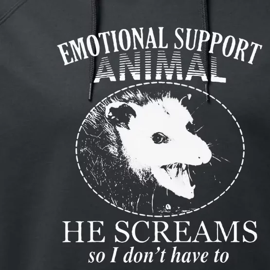 Funny Possum Emotional Support Animal Funny Opossums Memes Performance Fleece Hoodie