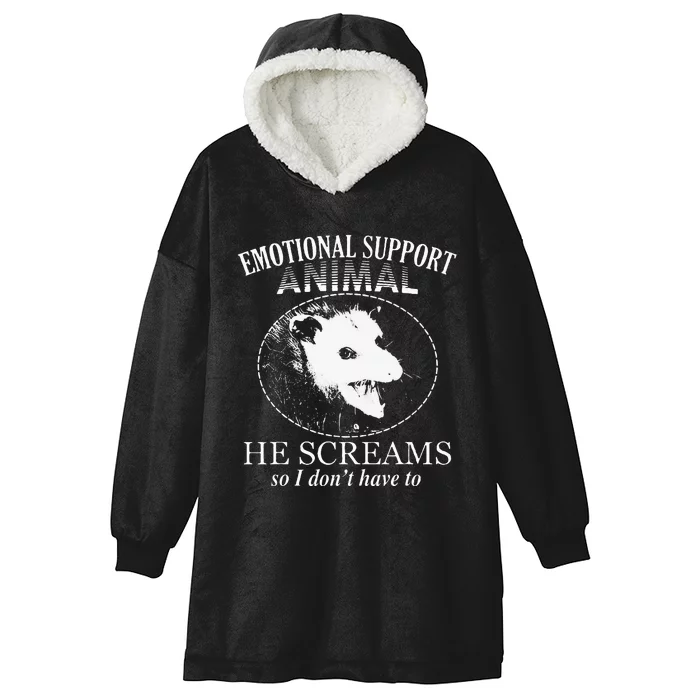 Funny Possum Emotional Support Animal Funny Opossums Memes Hooded Wearable Blanket