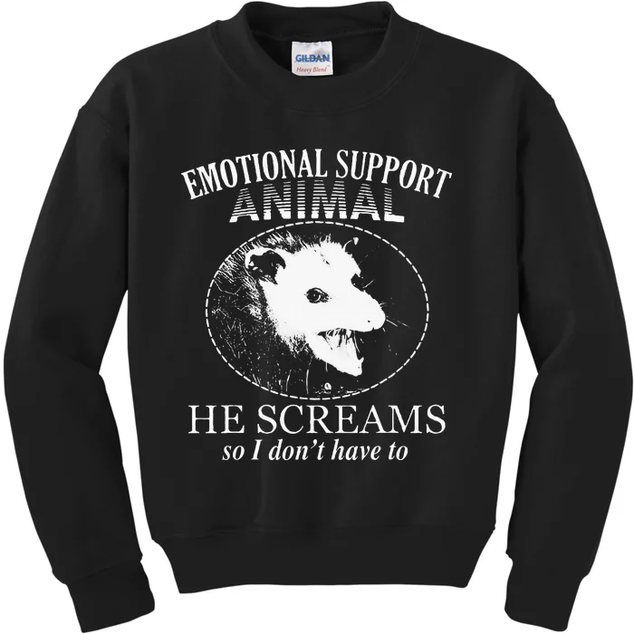 Funny Possum Emotional Support Animal Funny Opossums Memes Kids Sweatshirt