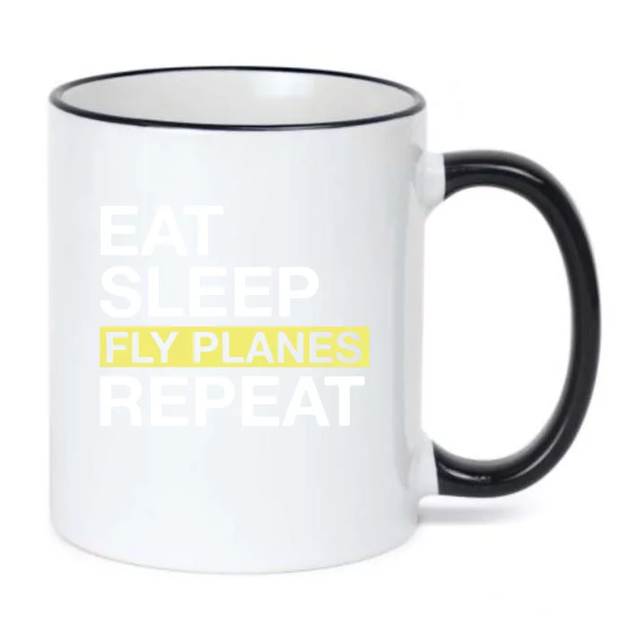 Flying Planes Eat Sleep Fly Planes Repeat Pilot Gift Black Color Changing Mug