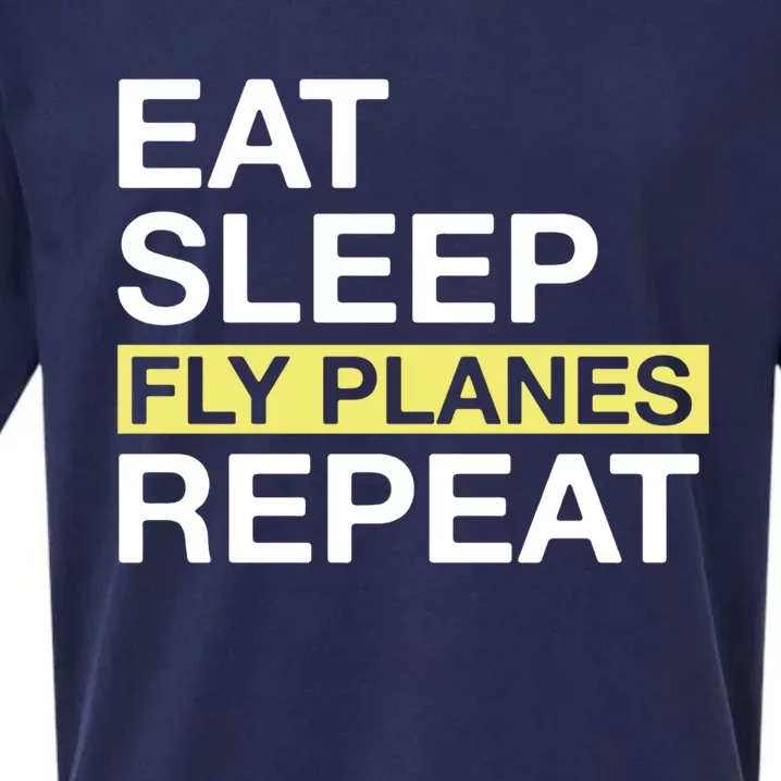 Flying Planes Eat Sleep Fly Planes Repeat Pilot Gift Sueded Cloud Jersey T-Shirt