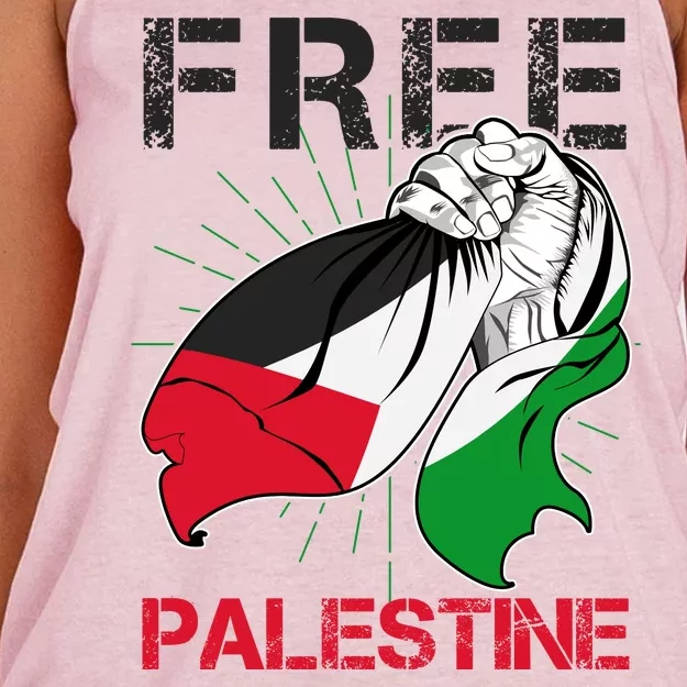 Free Palestine End War Support Palestine Women's Knotted Racerback Tank