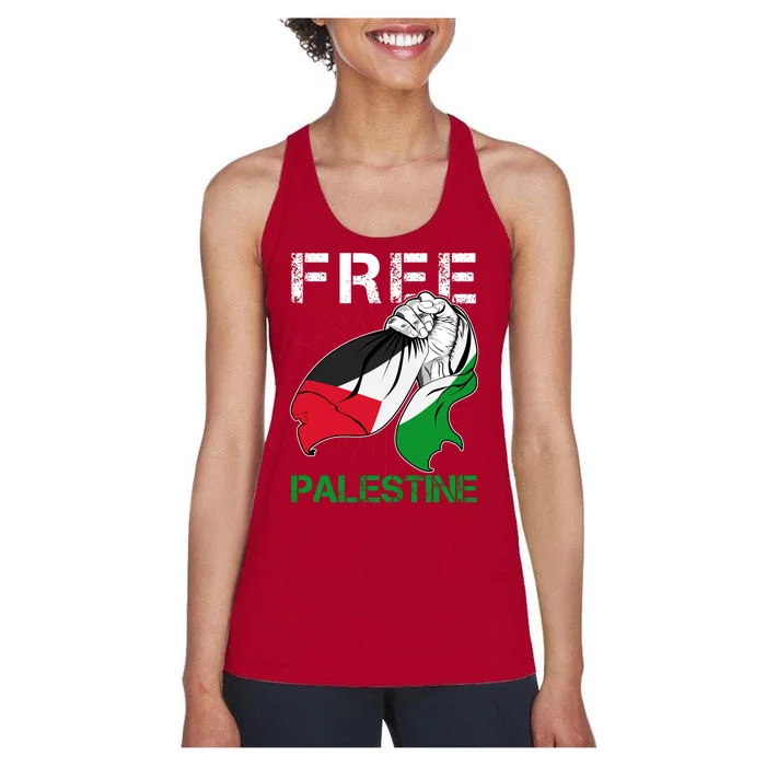 Free Palestine End War Support Palestine Women's Racerback Tank