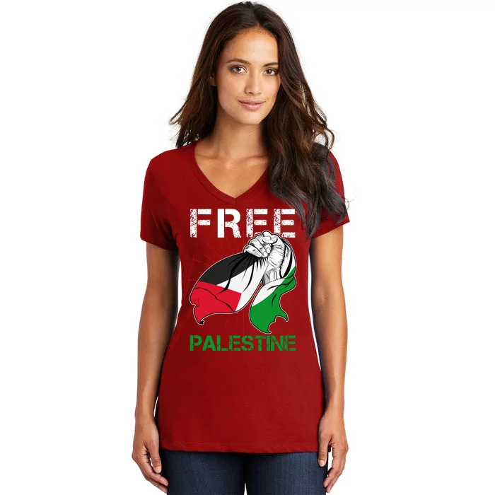 Free Palestine End War Support Palestine Women's V-Neck T-Shirt