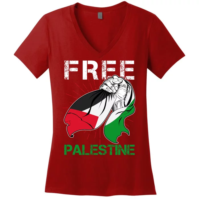 Free Palestine End War Support Palestine Women's V-Neck T-Shirt