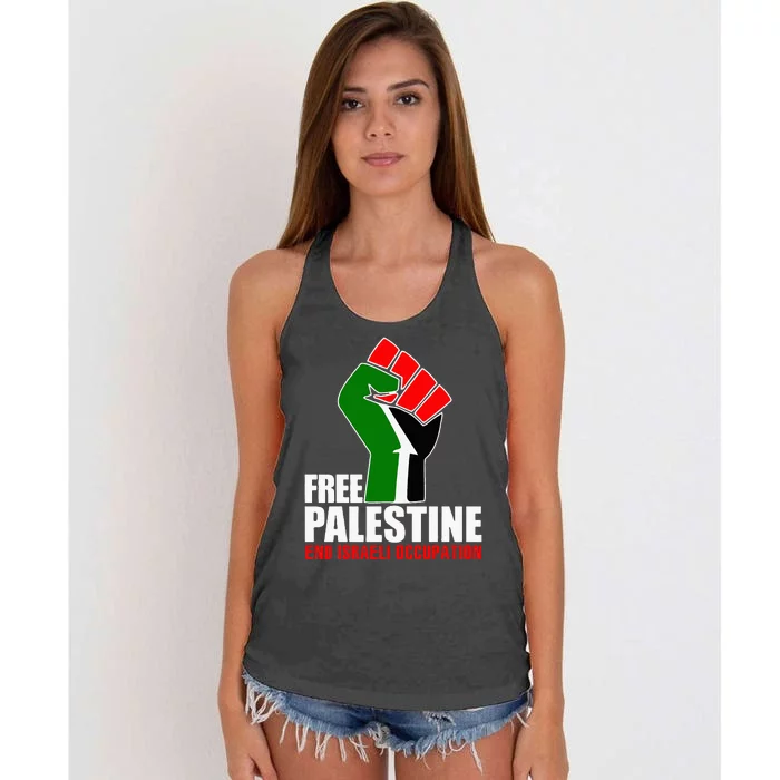 Free Palestine End Israeli Occupation Women's Knotted Racerback Tank