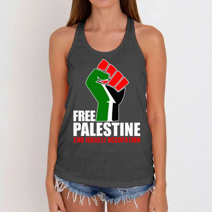 Free Palestine End Israeli Occupation Women's Knotted Racerback Tank