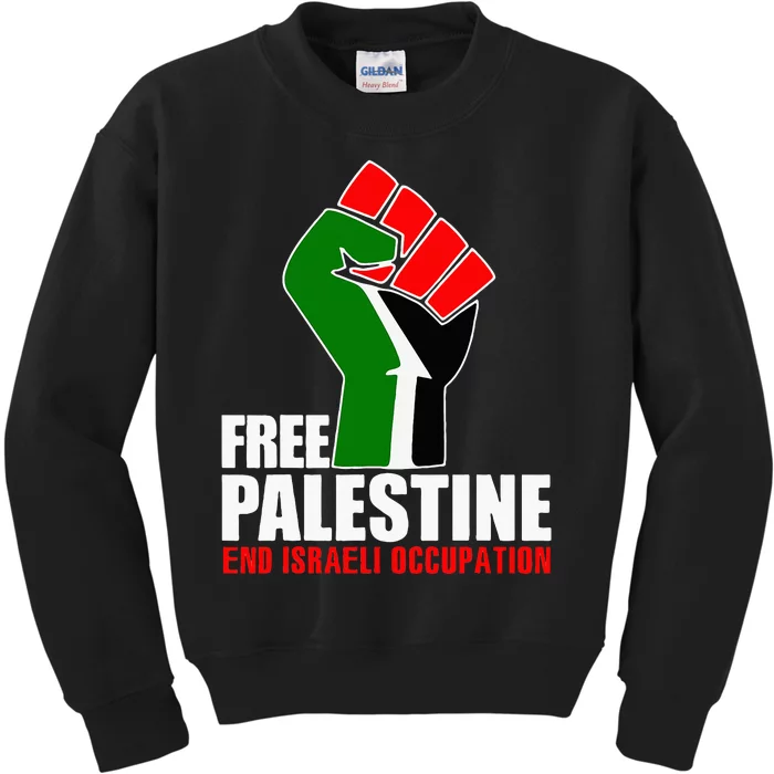 Free Palestine End Israeli Occupation Kids Sweatshirt