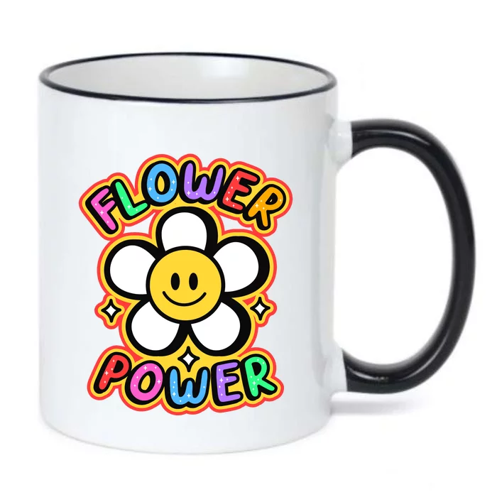 Flower Power Emoji Black Color Changing Mug