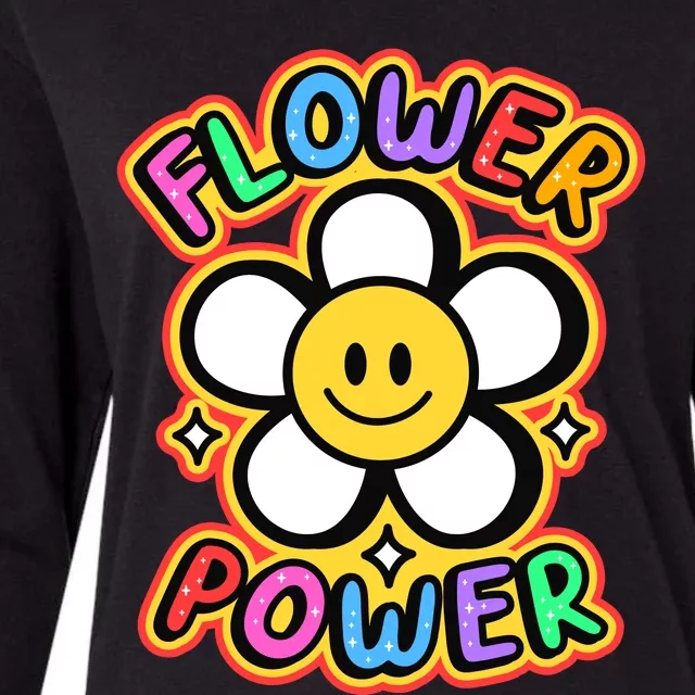 Flower Power Emoji Womens Cotton Relaxed Long Sleeve T-Shirt