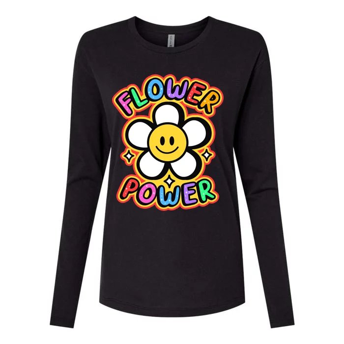 Flower Power Emoji Womens Cotton Relaxed Long Sleeve T-Shirt