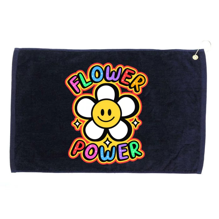 Flower Power Emoji Grommeted Golf Towel